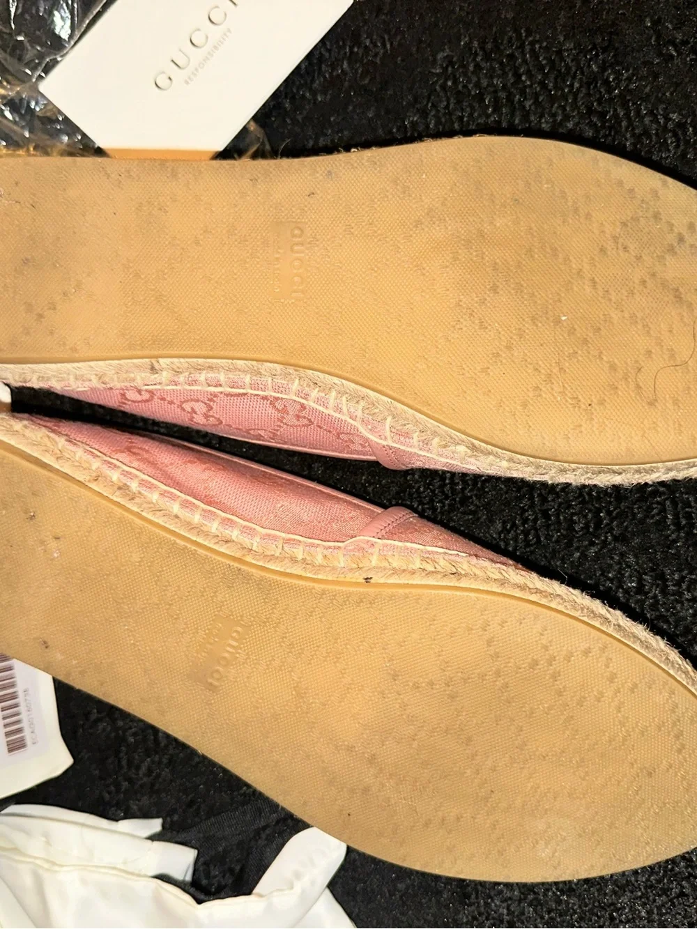 Authentic Gucci GG Canvas Pink Espadrille Flat Women’s Shoes